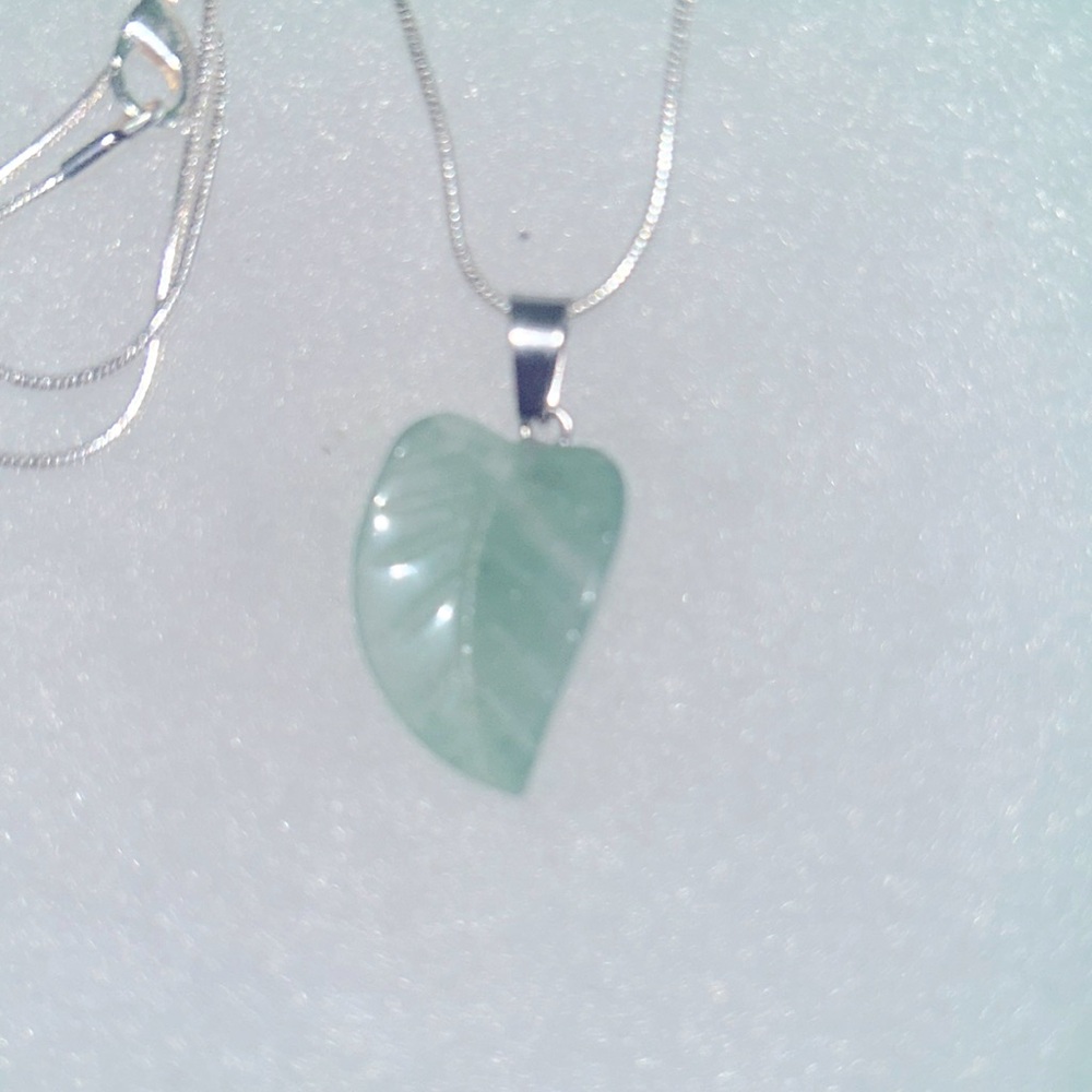 Hippie Boho Jade Leaf 🍃 Sterling Silver 18” Necklace